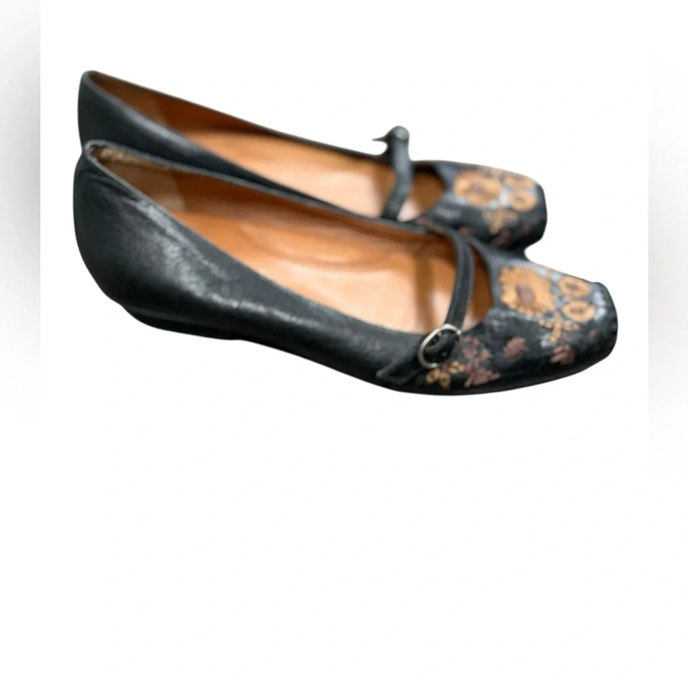 Nurture by Lamaze Black Floral Embroidered Mary Jane Flats